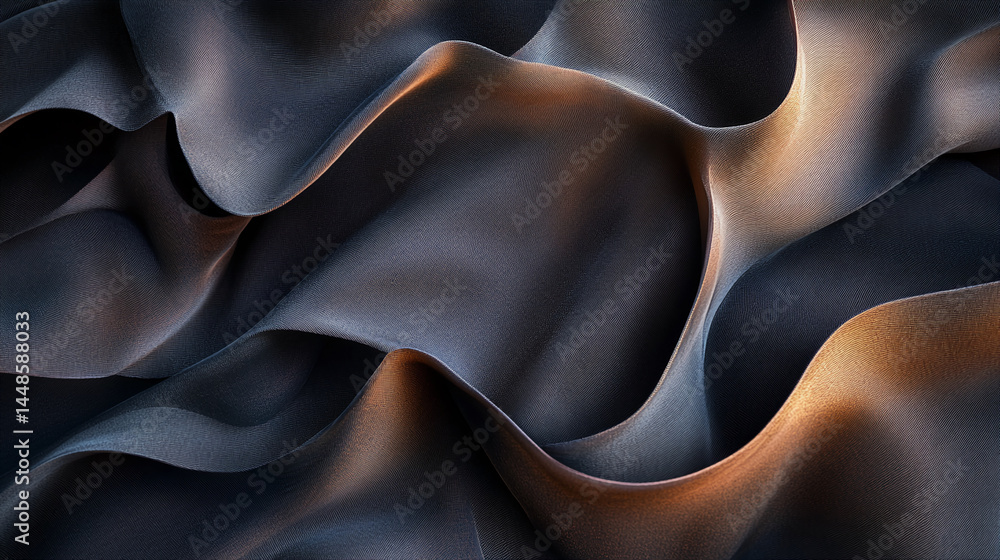 Aufkleber abstract image of dark gray and bronze textile texture, showing flowing, wavy shapes, suggesting mov
