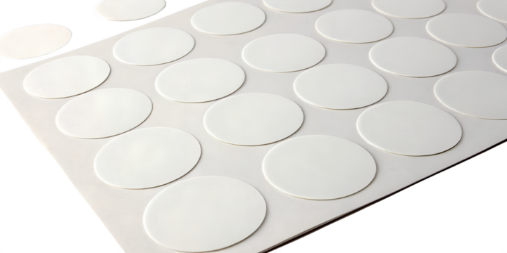 empty white circle paper stickers on white background