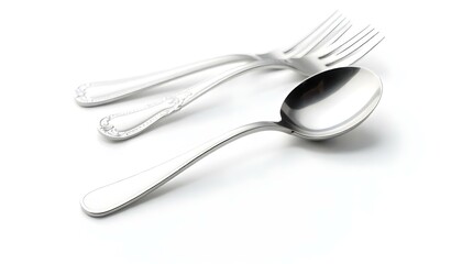 Cutlery set with Fork, Knife and Spoon isolated on white background