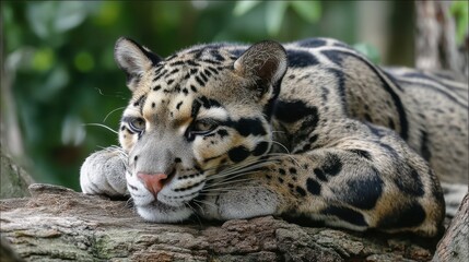Fototapeta premium Clouded Leopard Resting on Branch
