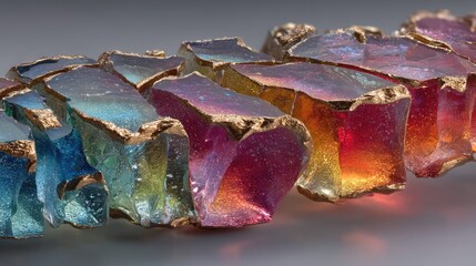 Colorful faceted glass pieces