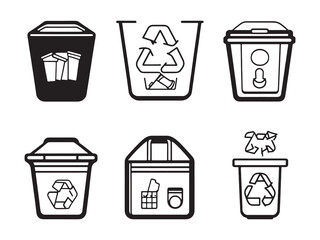 Eco Friendly Recycling Bin Line Art Illustration