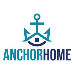 anchor home flat minimalist logo design © aldonat