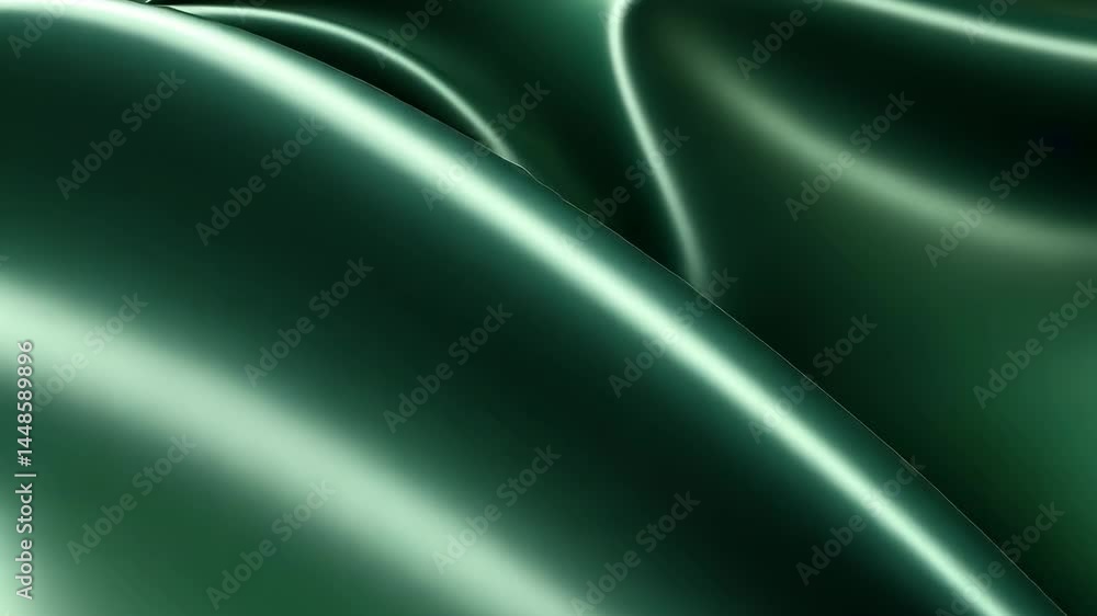 Aufkleber elegant green silk waves creating smooth, flowing abstract patterns