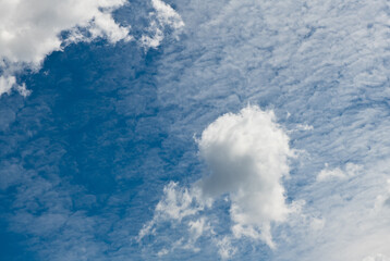 Fluffy white clouds in the blue sky