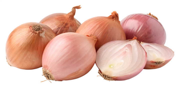 group of shallots on white background