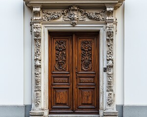 Obraz premium Ornate wooden door, classic architecture
