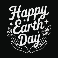 Happy Earth Day celebration with hands holding leaves illustration