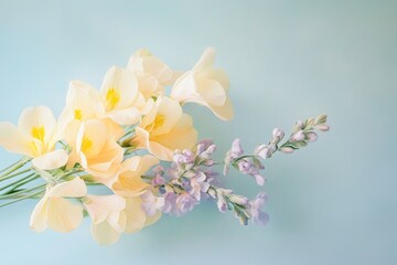 Fototapeta premium Pastel bouquet of delicate spring flowers.