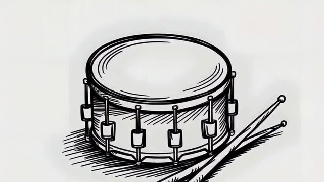 Pencil Drawing Animation: Drum & Sticks in Dynamic Motion [4K Sketch Timelapse]
