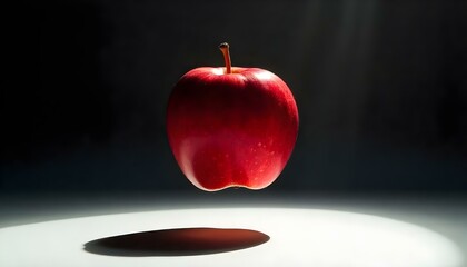 Flying apple. Sliced red apple isolated on white background