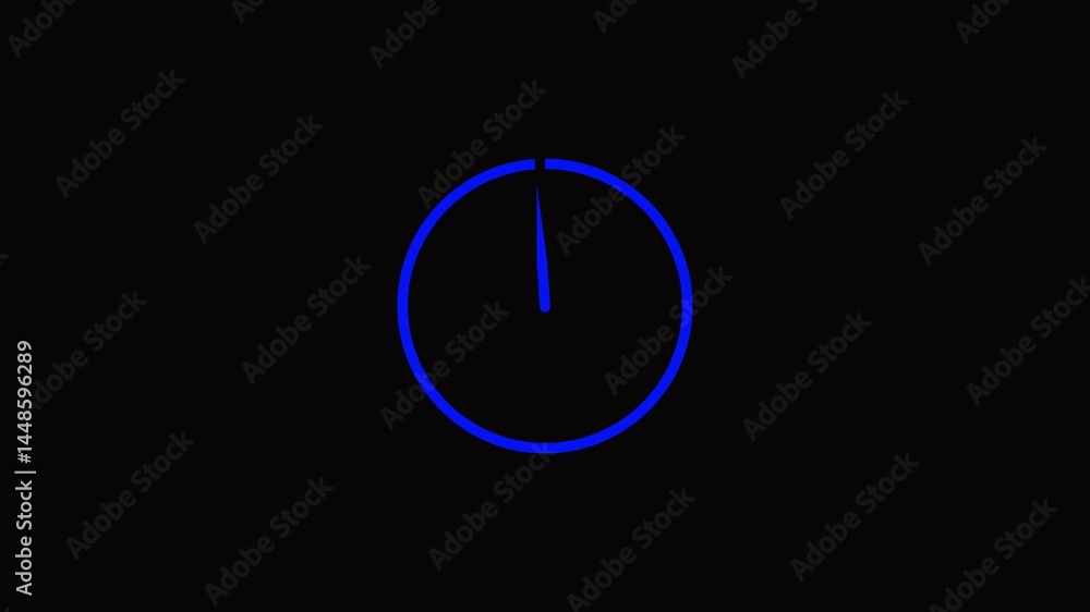 Poster analog neon sing clock icon animation. clock icon neon light 24 hour day fast speed. magenta circle 