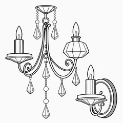 set of vintage chandelier vector