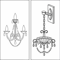set of vintage chandelier vector