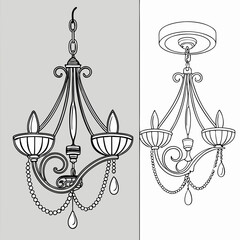 set of vintage chandelier vector