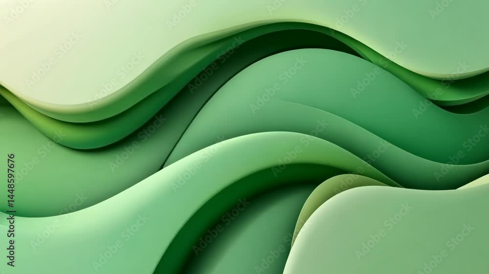 Poster flowing green abstract wave pattern in motion