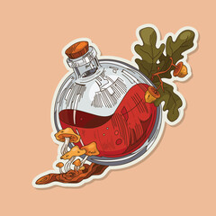 Illustration of a painted fantasy potion bottle
