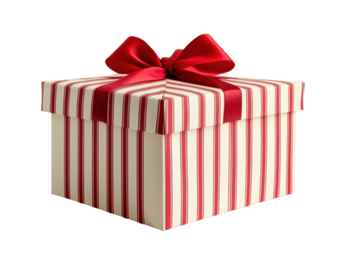 Isolated Gift Box with Red Ribbon