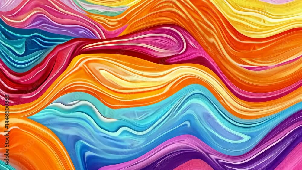 Poster vibrant abstract liquid waves of color flow in mesmerizing rhythm