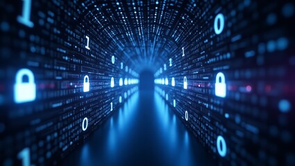 Hyperreal digital concept of protected data transmission — designed for secure platforms and fintech services