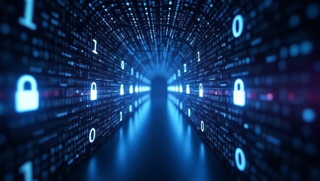 Hyperreal digital concept of protected data transmission — designed for secure platforms and fintech services