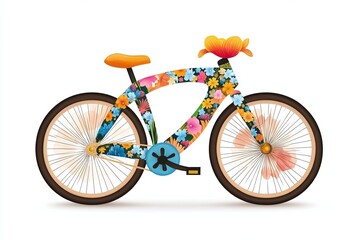 Fototapeta premium Vibrant Floral Bicycle Design Spring Summer Ride Nature Bike Wheels Flowers