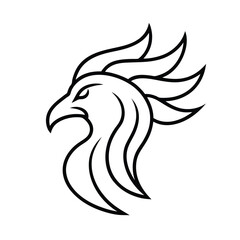 phoenix head flowing feathers monoline vector line art