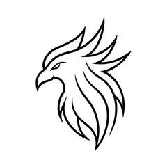 phoenix head flowing feathers monoline vector line art