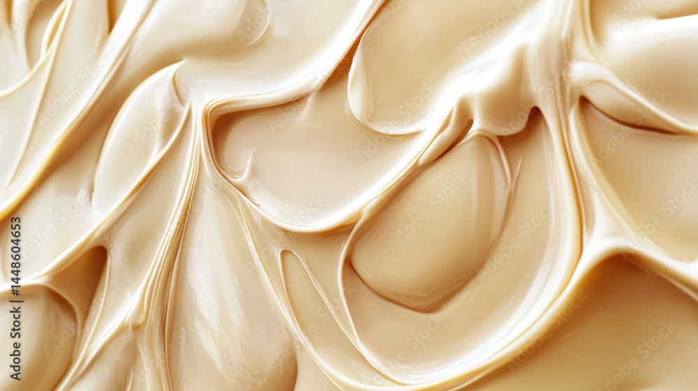 Aufkleber luxurious beige cream texture background with smooth swirls and elegant flowing patterns for beauty 
