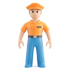 Colorful plastic figure of a worker in uniform.