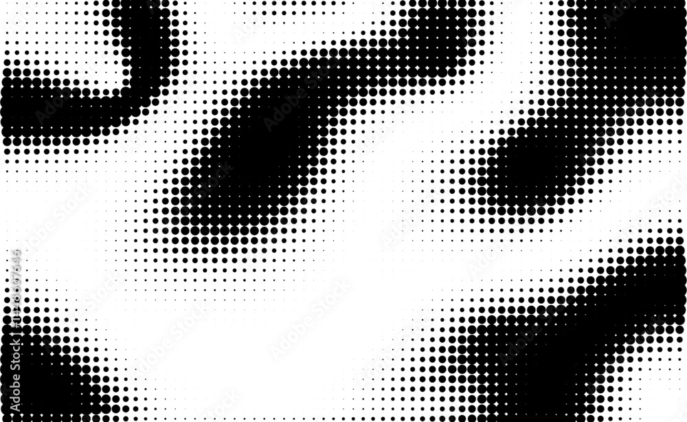 Fototapete Abstract grain dot wave pattern. Vector halftone faded gradient texture. Black sand noise stipple pointillism background with copy space