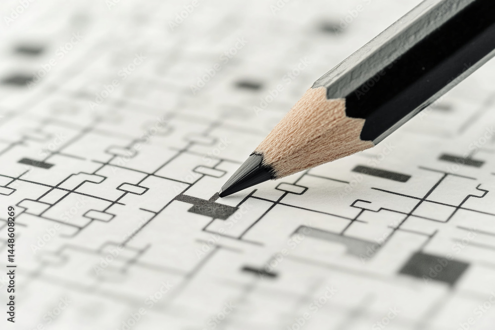 Poster close-up of pencil on a maze, showcasing problem-solving, focus, and critical thinking concepts. rep