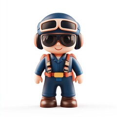3D rendered cartoon aviator figure with aviator gear.