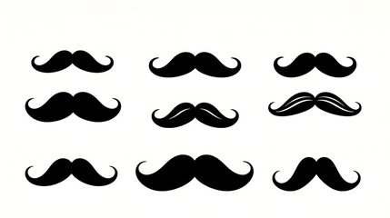 set of mustache silhouette vector illustration