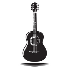 Fototapeta premium Acoustic Guitar with Sound Wave Silhouette