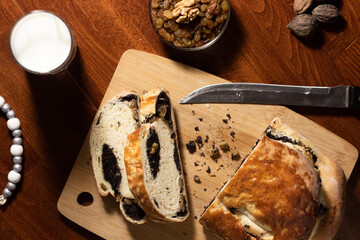 Rustic Breakfast Spread with Sweet Bread and Milk