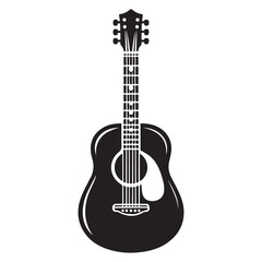 Detailed Silhouette of an Acoustic Guitar