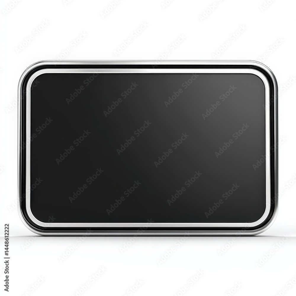 Poster modern black rectangular sign with silver frame perfect for mockups and design projects