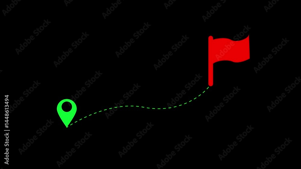 Poster milestones icon animation on white background. location with flag icon.r road map with flag animatio