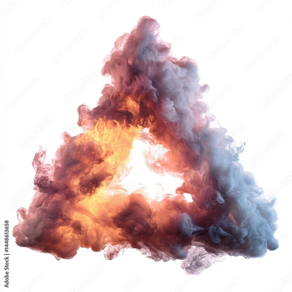 Poster abstract triangle of colorful ink swirls in water creating a stunning visual effect