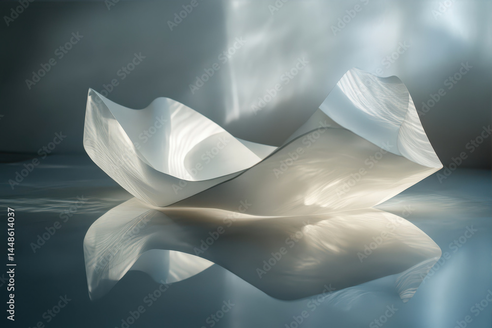 Aufkleber reflective surface showcasing delicate light patterns and gentle curves at a tranquil setting