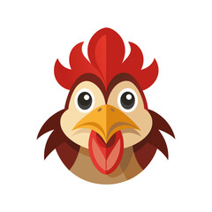 Rooster Face Folk Vector