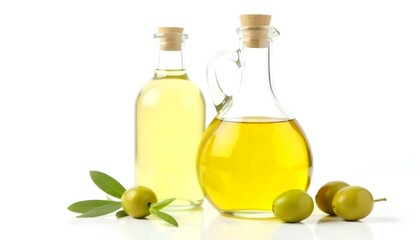 Bottle of olive oil and vinegar isolated on white background