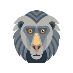 Baboon Face Vector Icon in African Wildlife