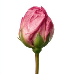 Close up of a Pink Tulip Bud Isolated on White Background A Perfect Floral Image for Spring Designs