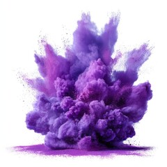 Fototapeta premium Vibrant Purple Powder Explosion Isolated on White Background Dramatic Cloud of Color Burst for Design Elements