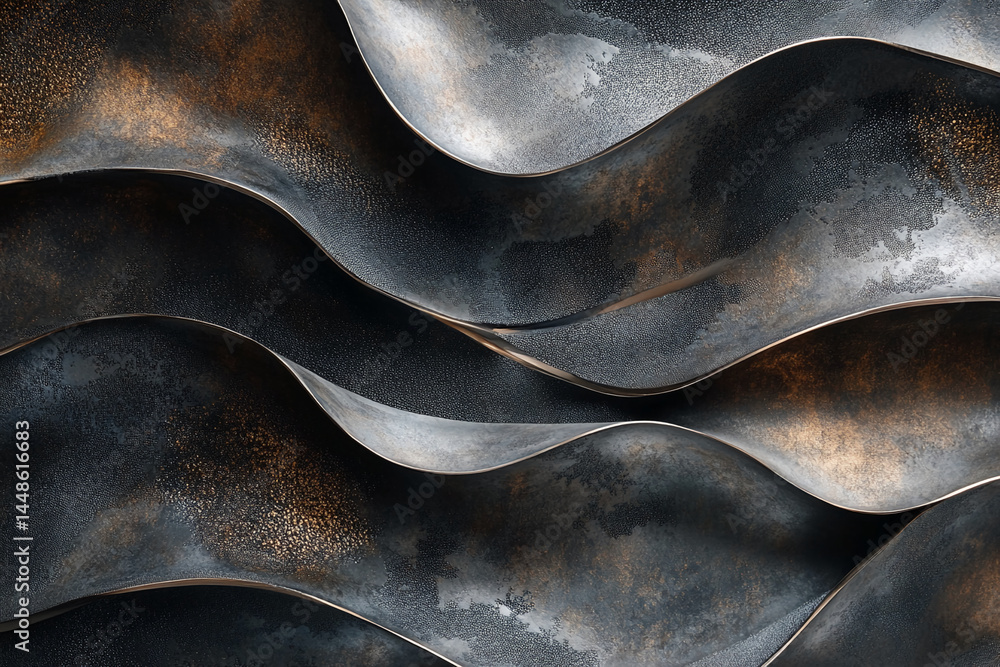 Aufkleber abstract dark gray and bronze textured waves, creating a sleek and modern design, showcasing a luxur