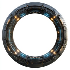 Naklejka premium Futuristic Circular Portal Gateway Sci Fi Spacecraft Technology Interface Design Element