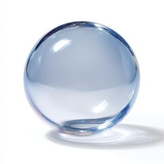 Transparent Light Blue Glass Sphere Orb Isolated on White Background Perfect for Clean Design and Abstract Concepts