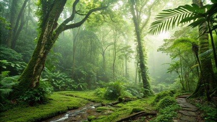 Fototapeta premium Southeast Asian rainforest with deep jungle.